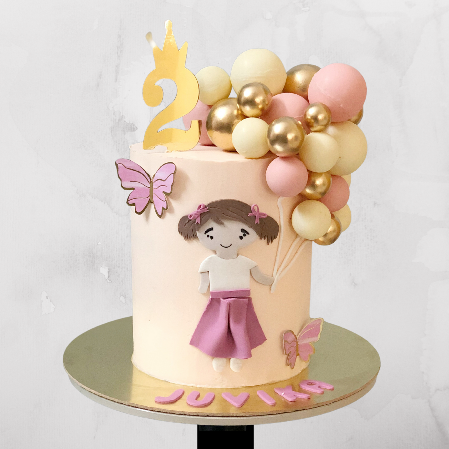 Pink & Gold Balloon Cake for Birthday